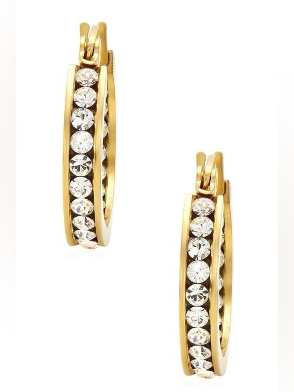 Gold Crystal-Accented Hoop Earrings - Women's Jewelry